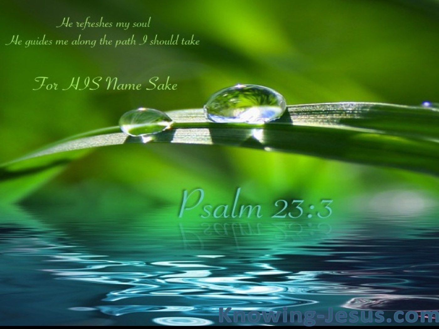 Psalm 23:3 He Leads Me Beside Still Waters (green)